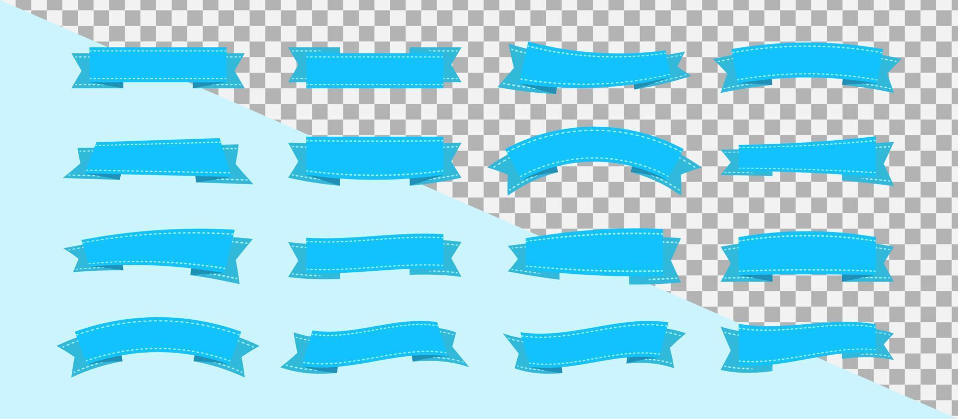 conjunto de banner de cinta. colección de cintas azules planas. vector
