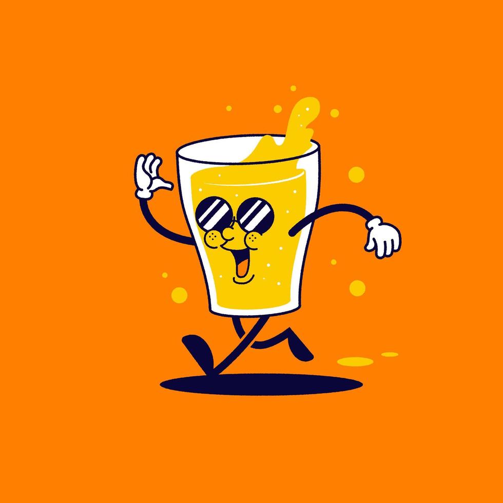 dibujado a mano diseño plano moda vaso de cerveza colección de elementos de personajes de dibujos animados vector