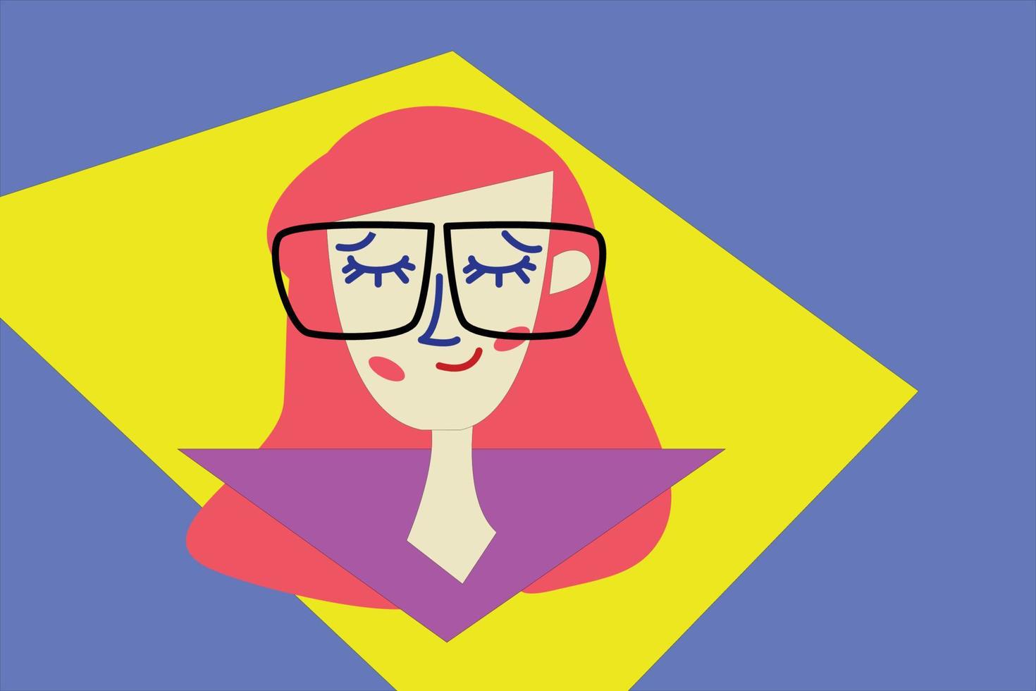 Portrait of smiling positive casual brunette girl in glasses. vector