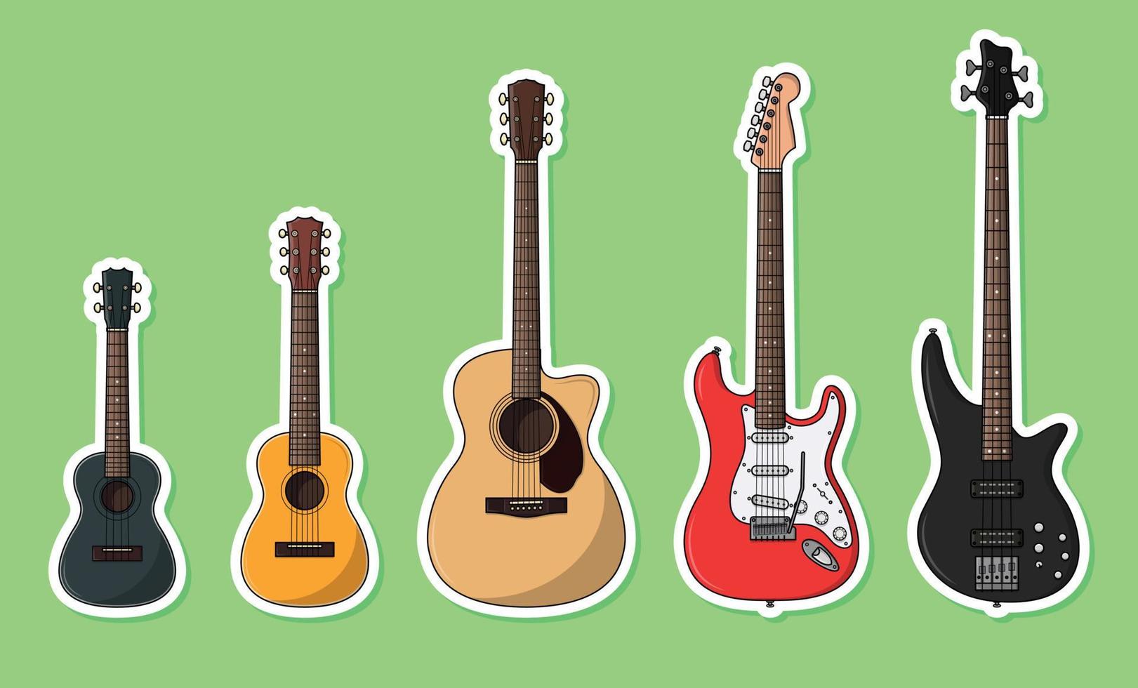 ukelele guitalele guitarra bajo vector