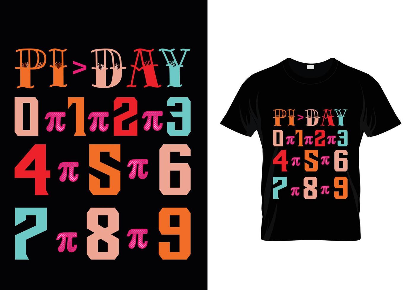 Pi Day 0 1 2 3 4 5 6 7 8 9 T-Shirt Design vector