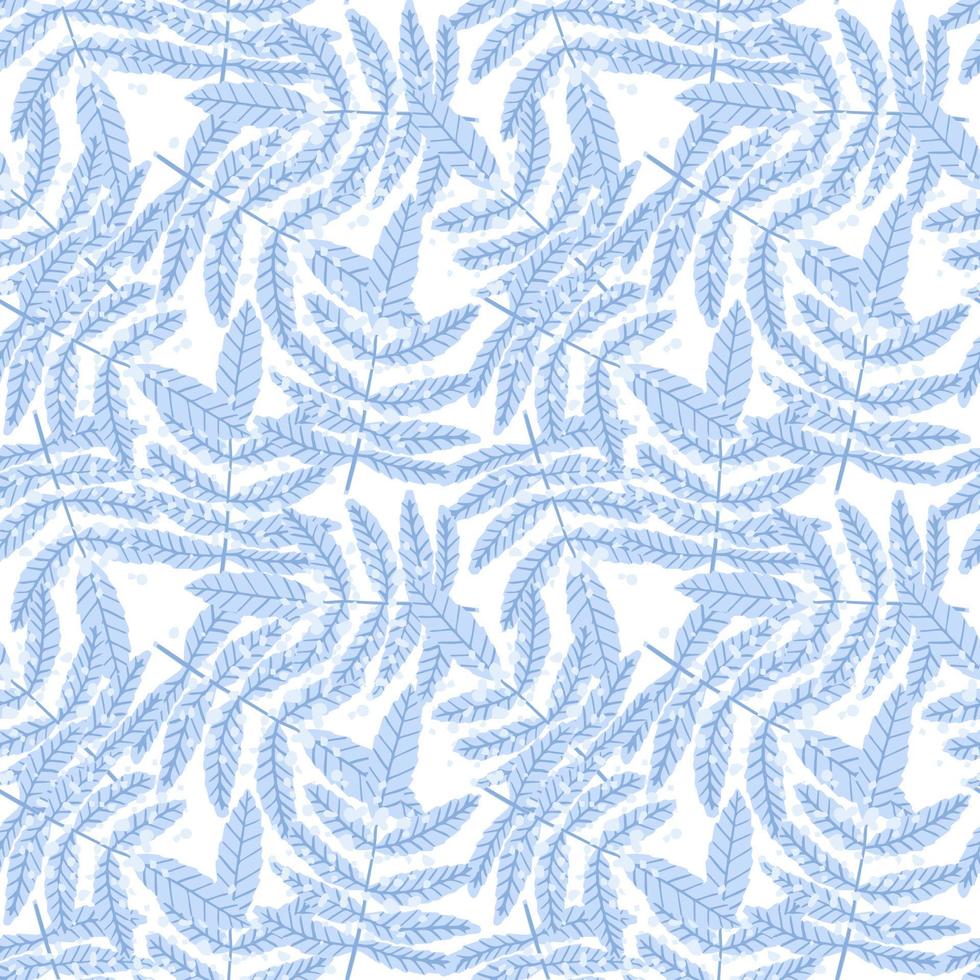 Seamless pattern with winter branch leaves on white background. Vector abstract botanical leaf wallpaper.