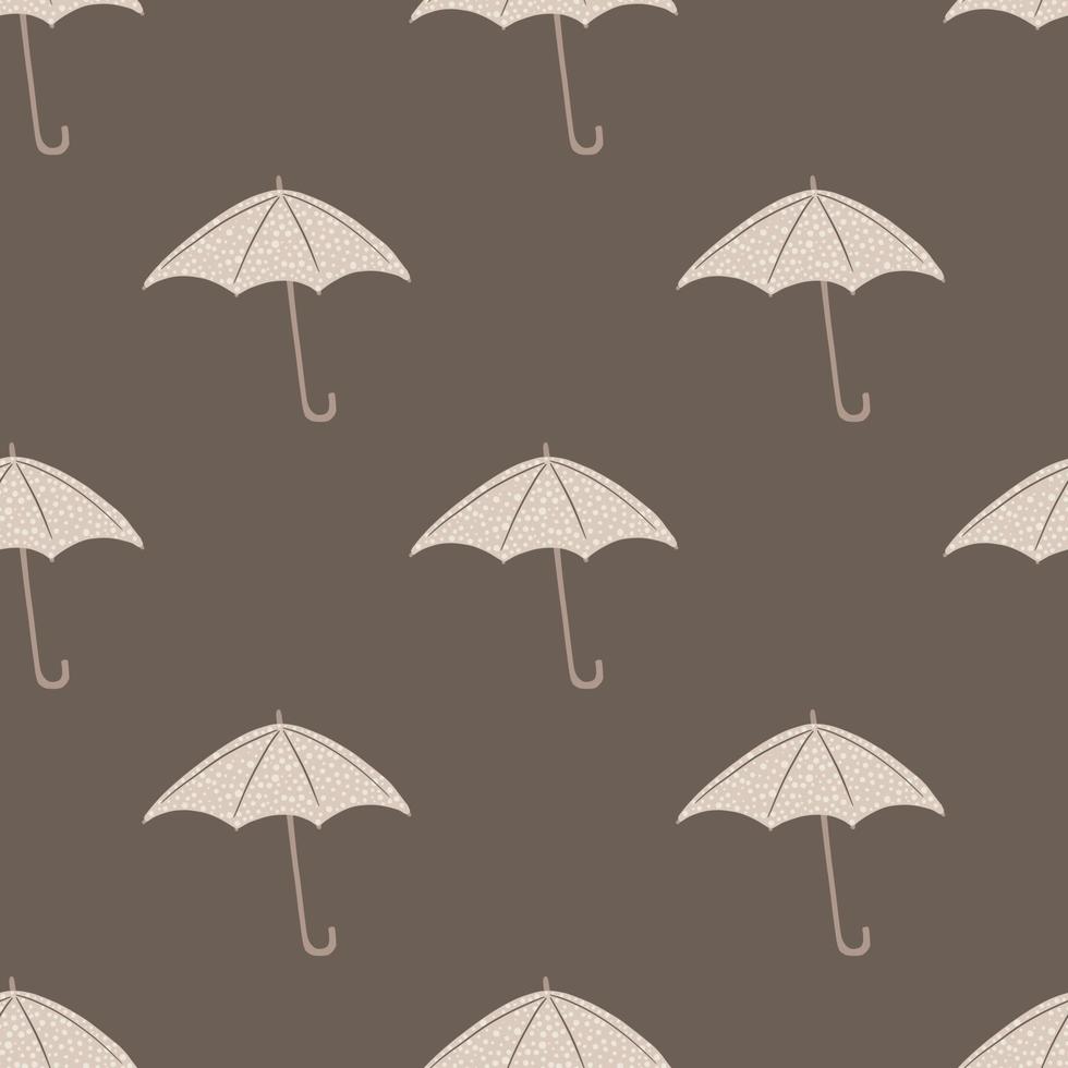 Autumn seamless patern with light umbrella silhouettes. Beige background. Minimalistic style. vector