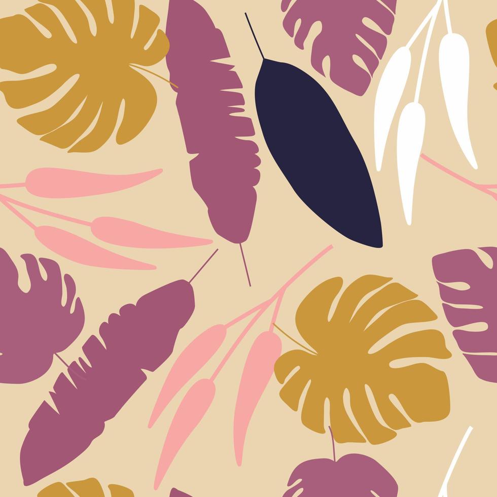 Tropical leaves endless wallpaper. Jungle leaf seamless pattern. vector