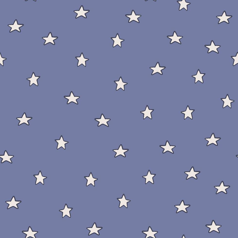 Geometric stars seamless pattern on blue background. Chaotic elements. vector