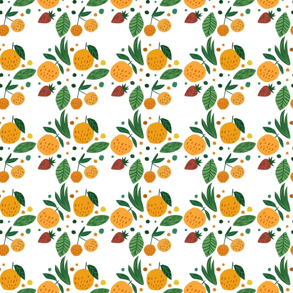 Geometric fruits seamless pattern. Funny garden fruit background. vector