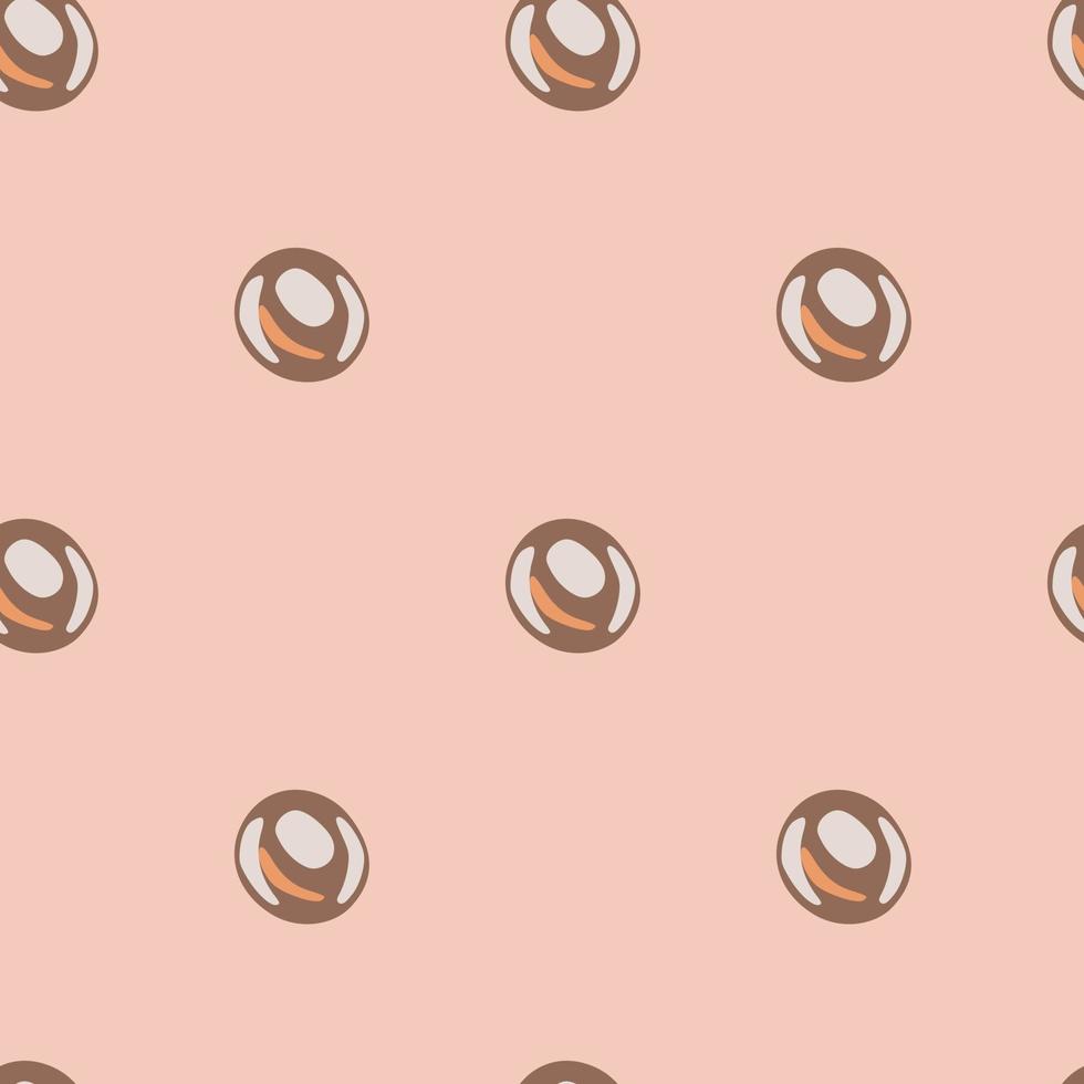 Brown water bubbles seamless pattern. Doodle aqua print on light pink background. Geometric marine backdrop. vector