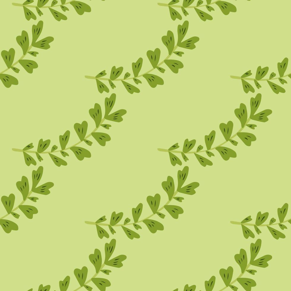 Green leaf branch seamless pattern in sketch style. Vintage floral background. Design for fabric, textile print, wrapping, kitchen textile. vector