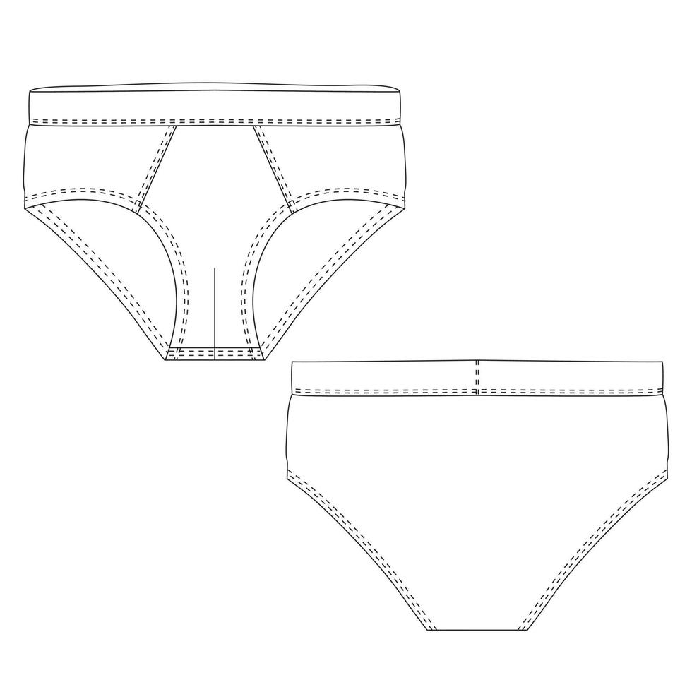 Brief pants underwear isolated technical sketch. Man underwear. vector