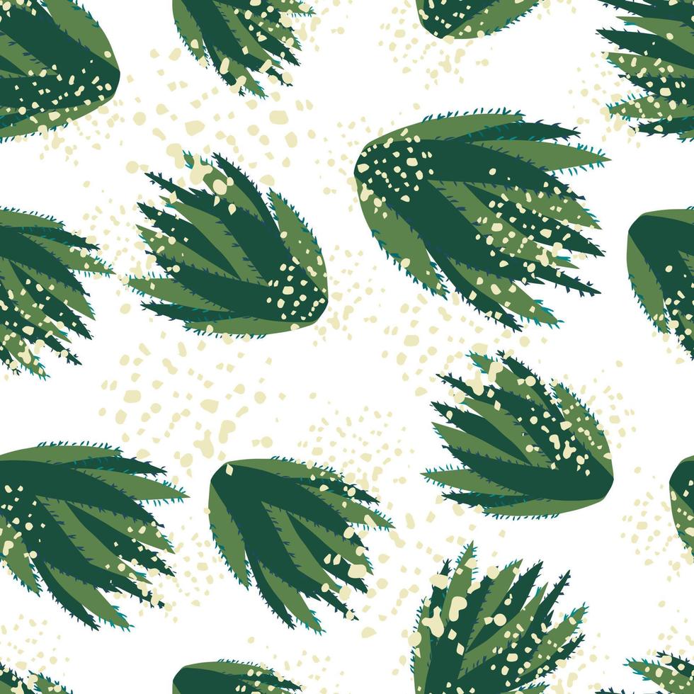 Abstract botanical exotic backdrop. Cactus seamless pattern on white background. vector