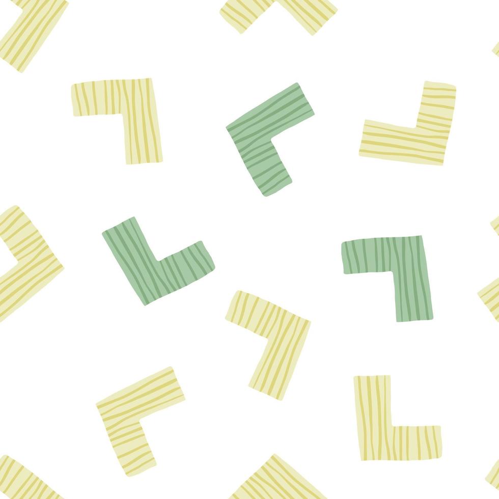 Isolated random pattern design in yellow and green corners. White background. vector