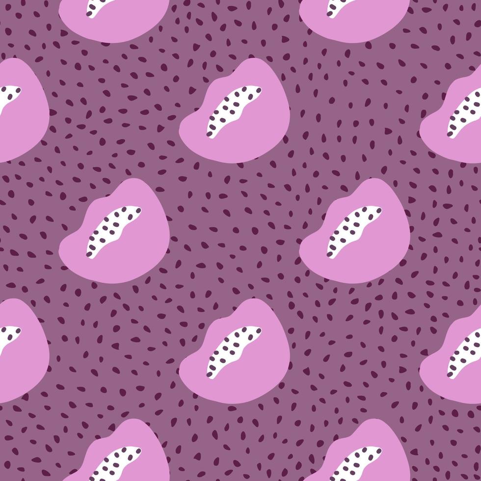 Lilac diagonal abstract shapes seamless pattern in hand drawn style. Dotted purple background. vector
