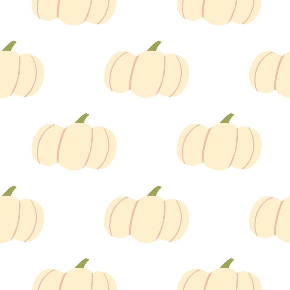 Isolated seamless pattern with pastel light pumpkins and white background. Food stylized backdrop. vector
