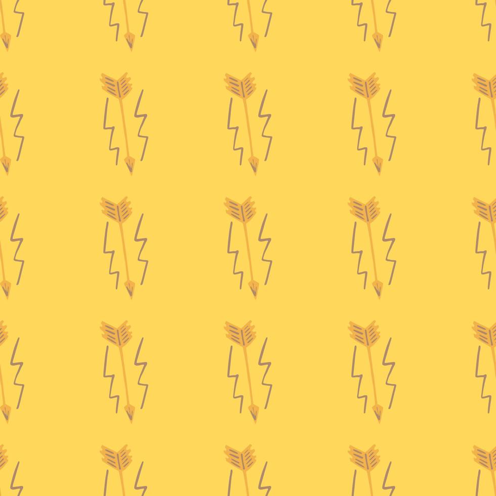 Bright seamless pattern with arrows in yellow and orange tones. Looking down elements. vector