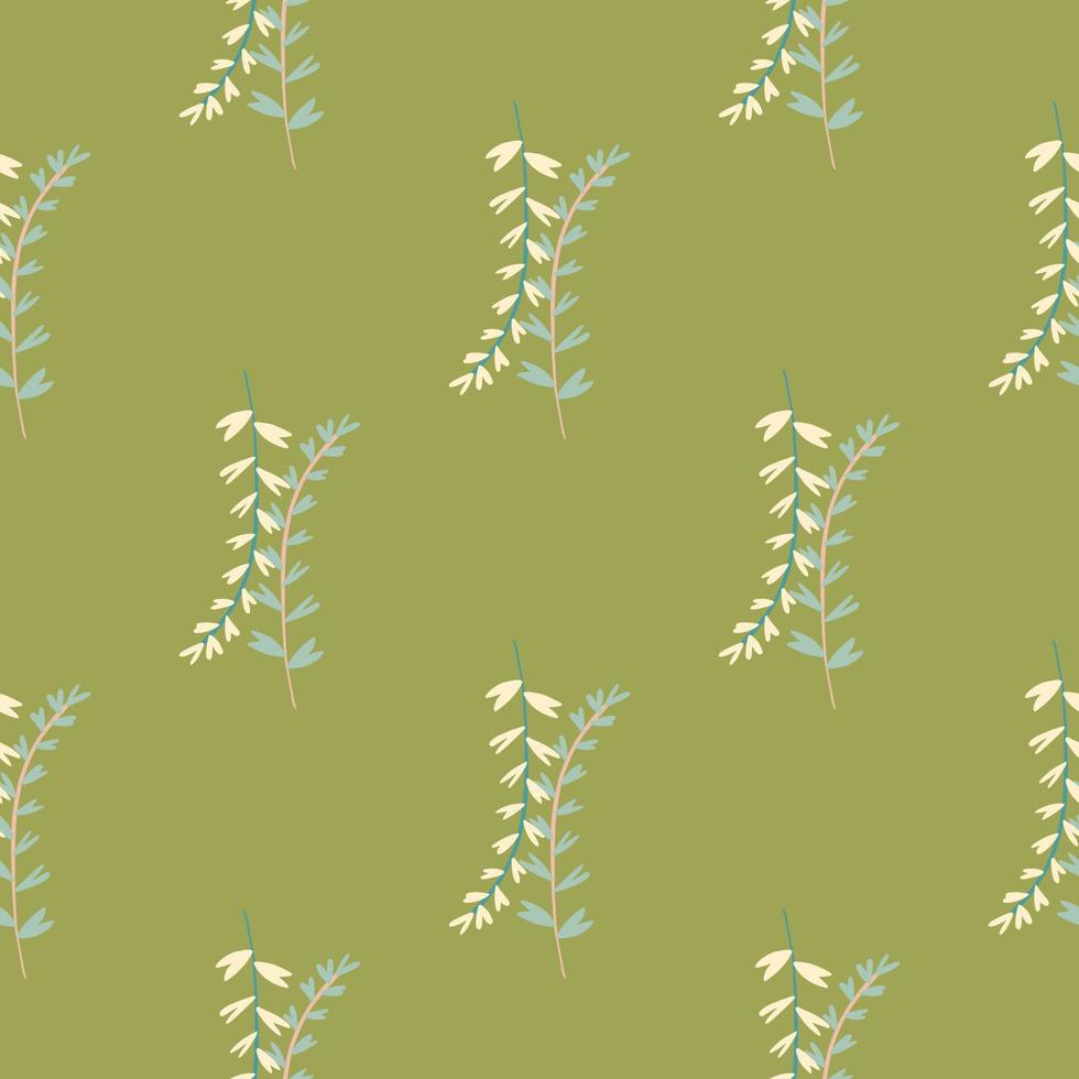 Floral seamless background with yellow and green branches. Olive background. Botanic backdrop. vector