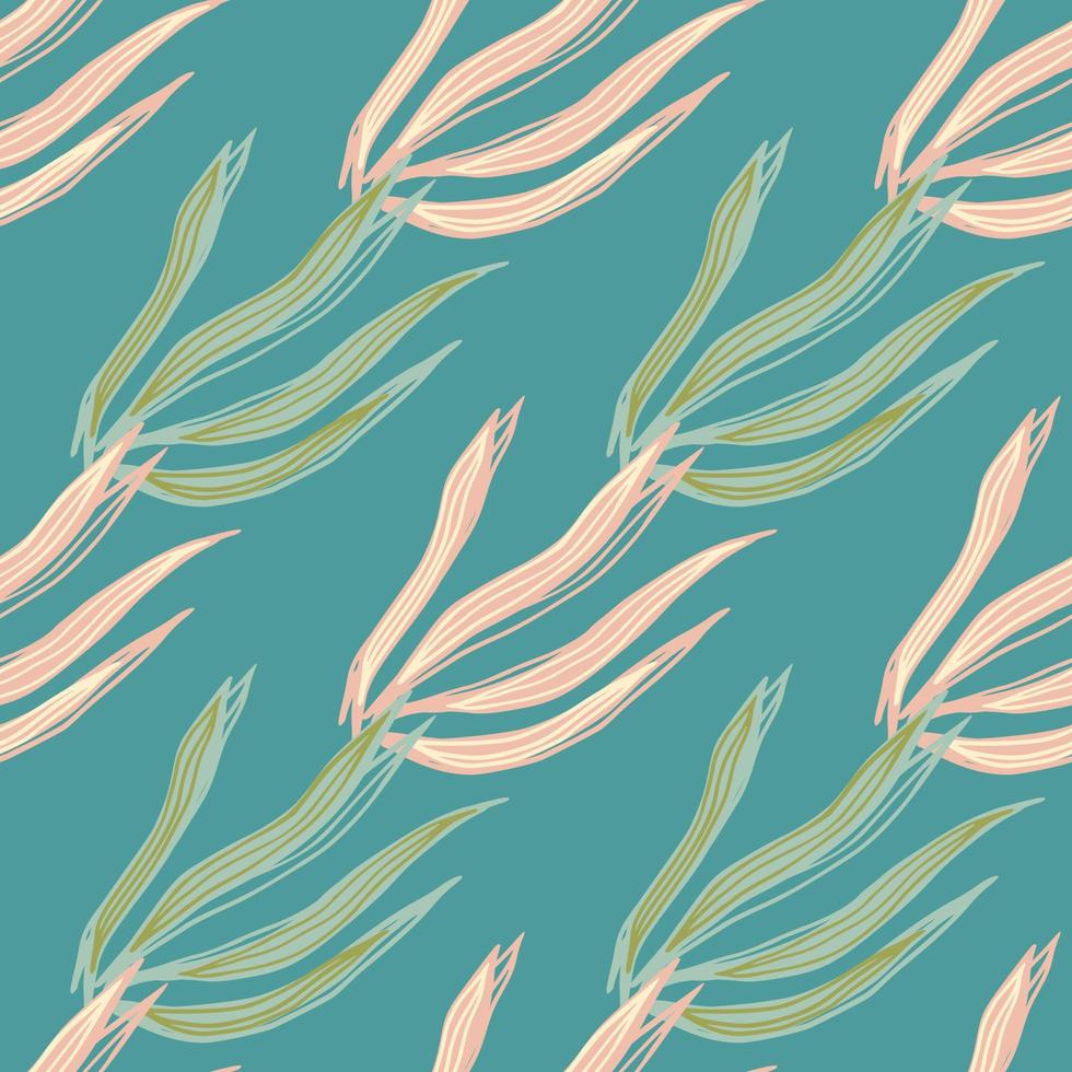 Modern abstract seaweeds seamless pattern. Marine plants wallpaper. Underwater foliage backdrop. vector