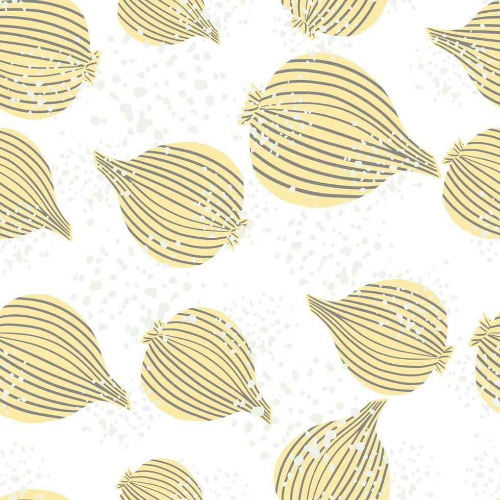 Doodle onion seamless pattern. Organic texture. Onion bulb vegetable wallpaper. vector