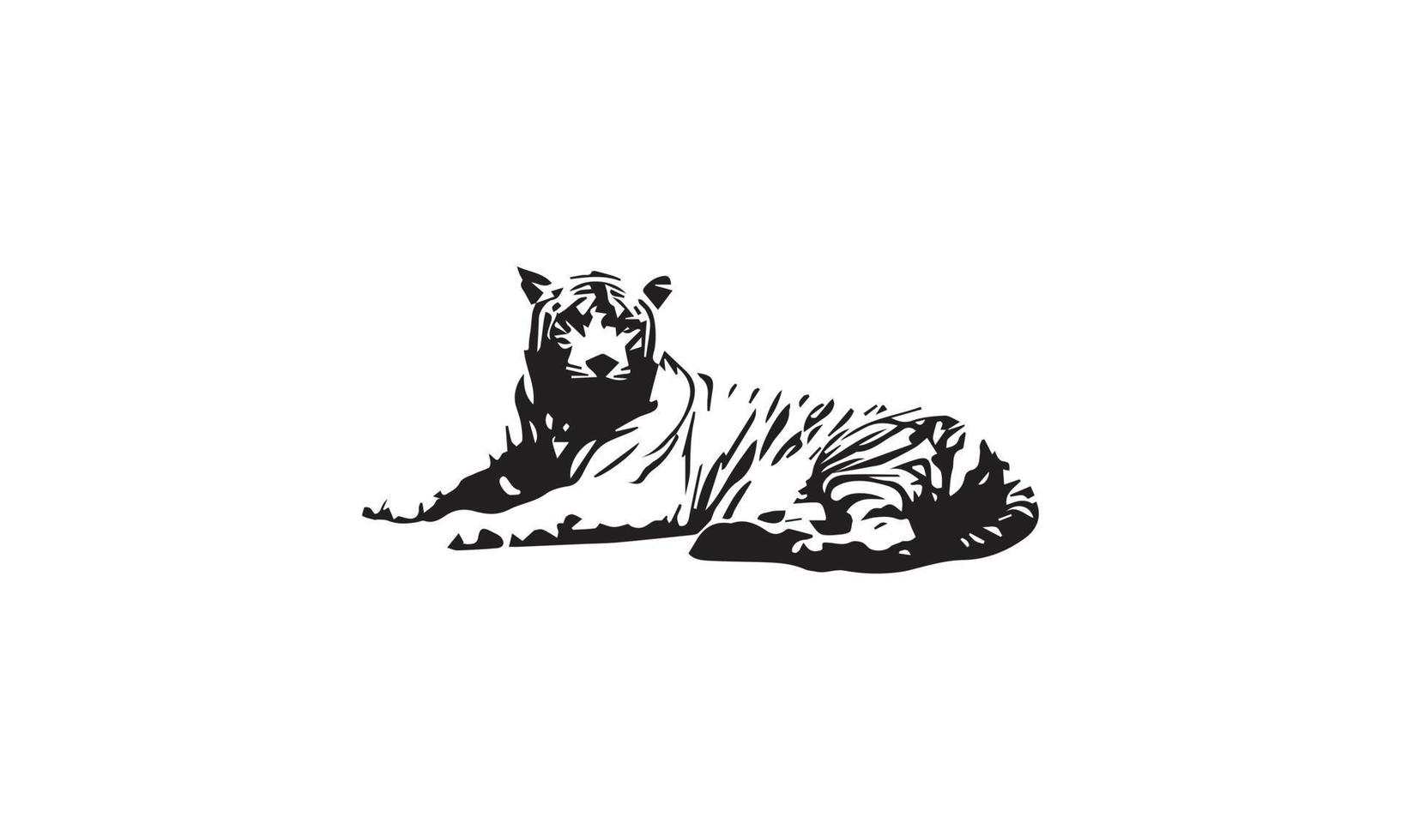 diseño de ilustración de vector de tigre blanco y negro