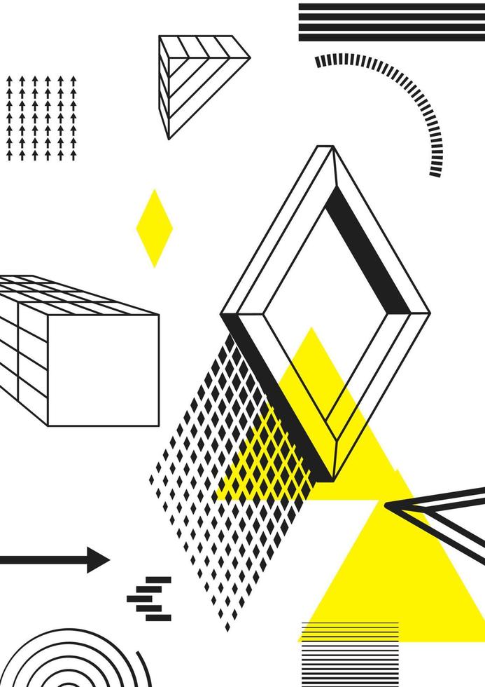 Poster with bright bold geometric elements vector