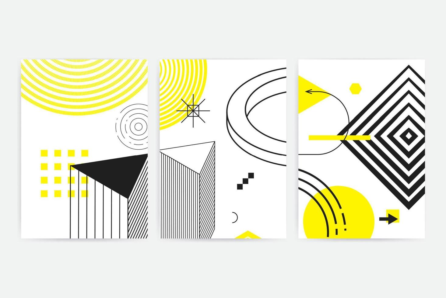 Posters set with bright bold geometric elements vector