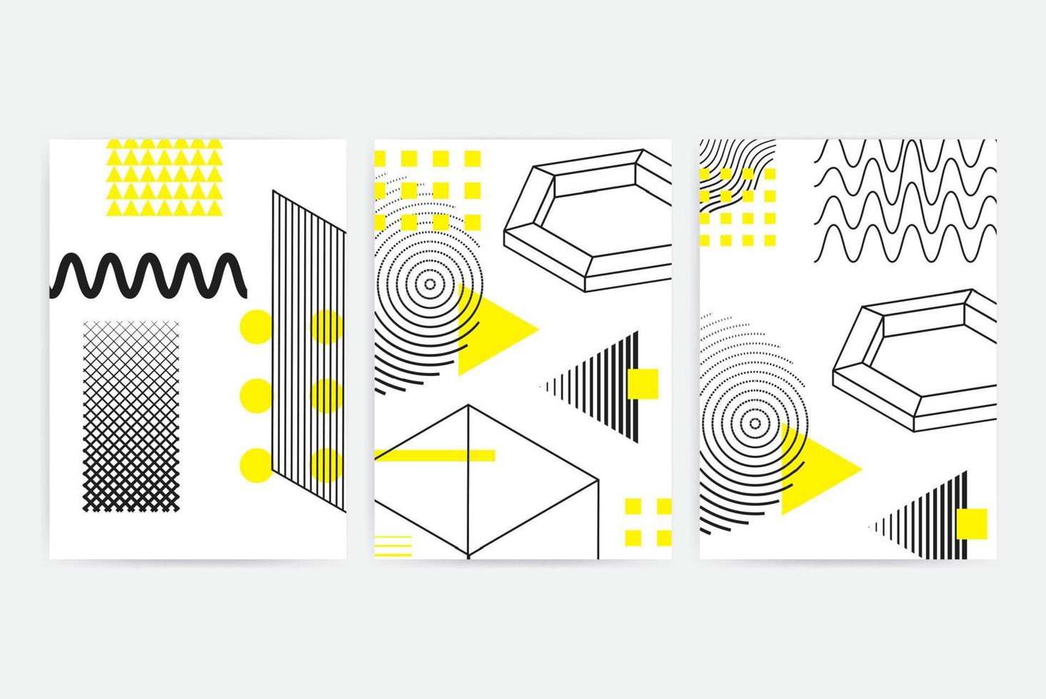 Posters set with bright bold geometric elements vector