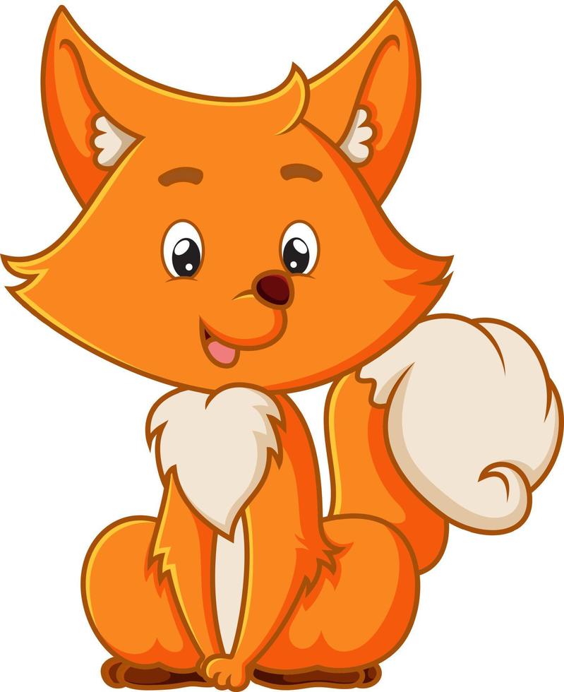 The cute fox is sitting with the happy expression vector