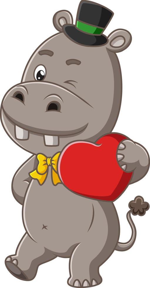 The cute hippopotamus is ready for valentine event vector