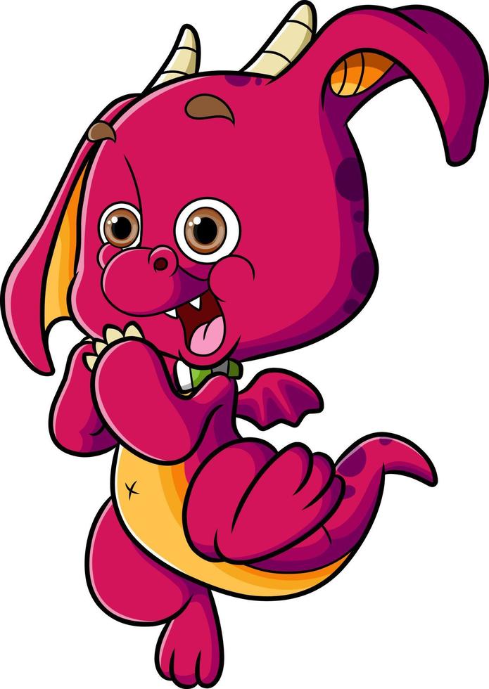 The little dragon is running and very happy to get something vector