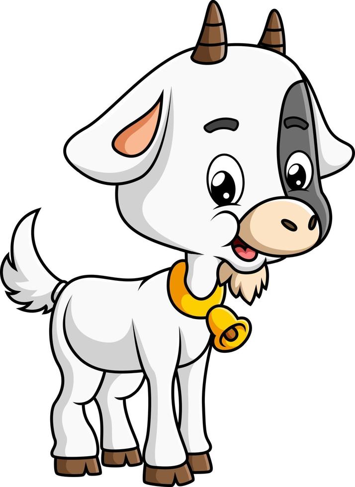 The baby cow is wearing the golden bell vector