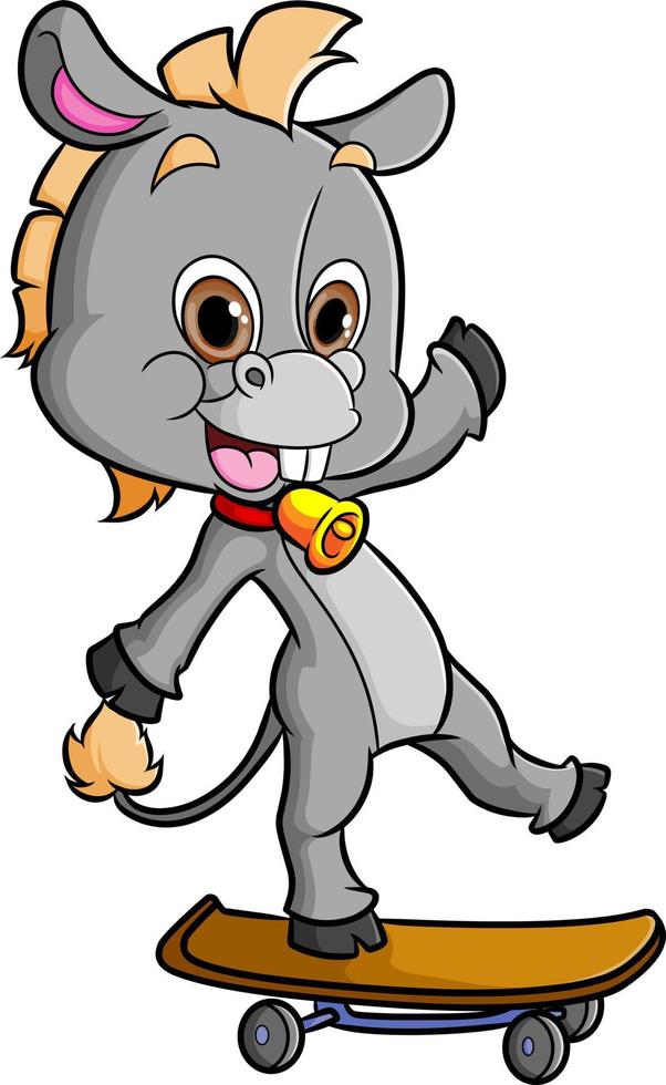 The cool horse is playing a skateboard with one leg vector