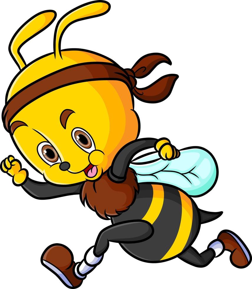 The strong bee is doing the marathon and run very fast vector