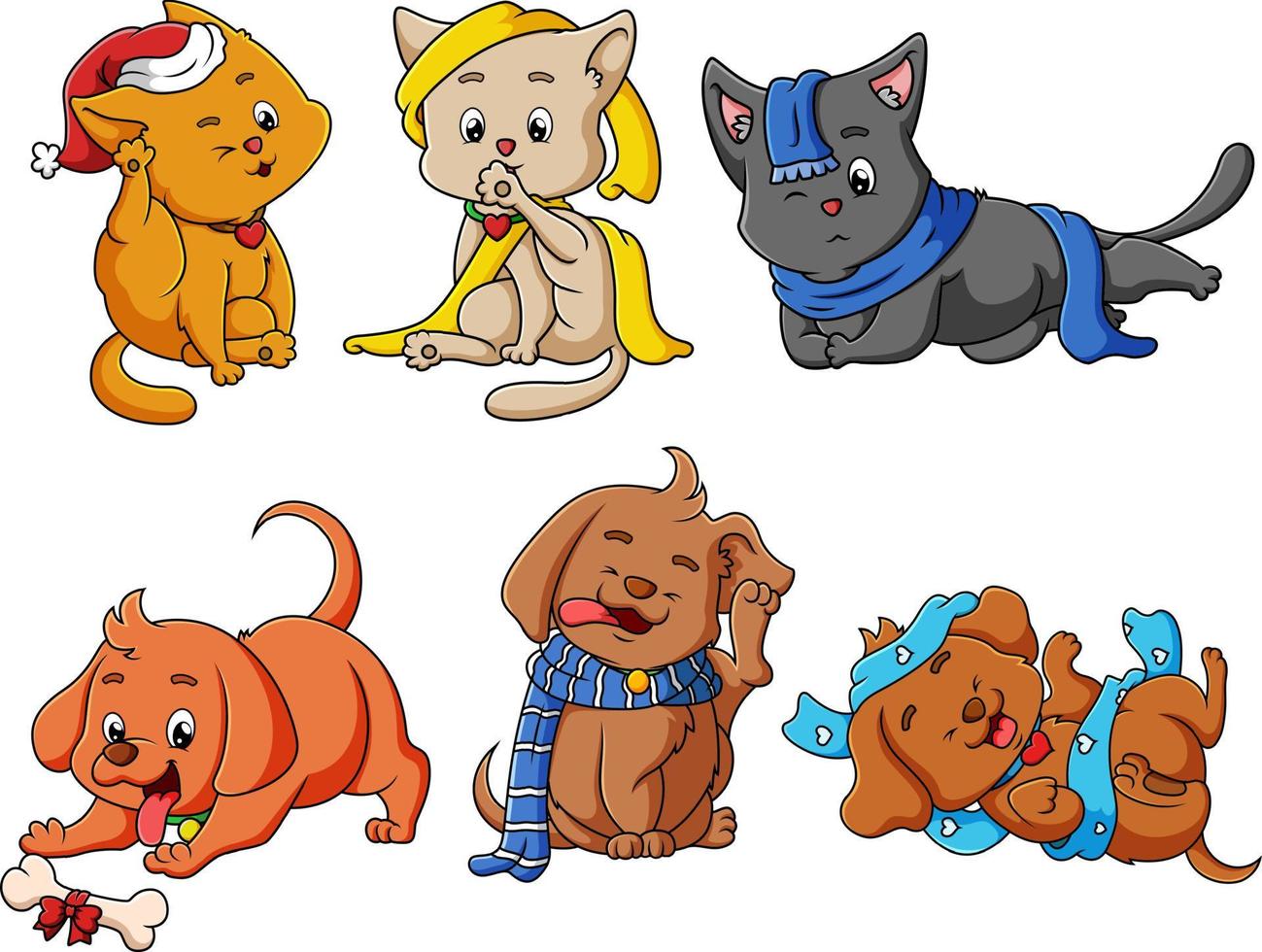 The collection of the dogs and cats with the different expression vector