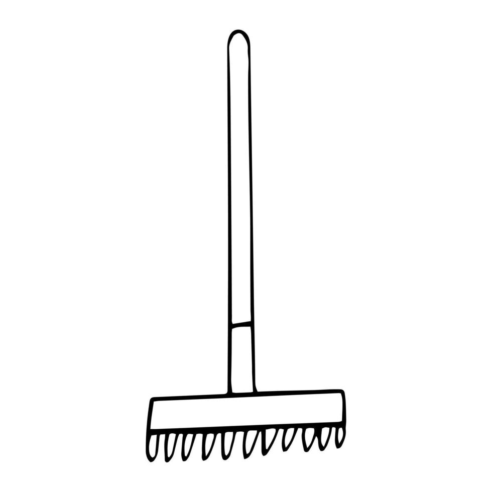 rake hand drawn doodle. , minimalism, scandinavian, monochrome, nordic. garden tools. sticker, icon. vector