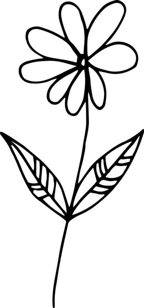 icono de flor abstracta. garabato dibujado a mano. , escandinavo, nórdico, minimalismo, monocromo. planta, herbario. vector