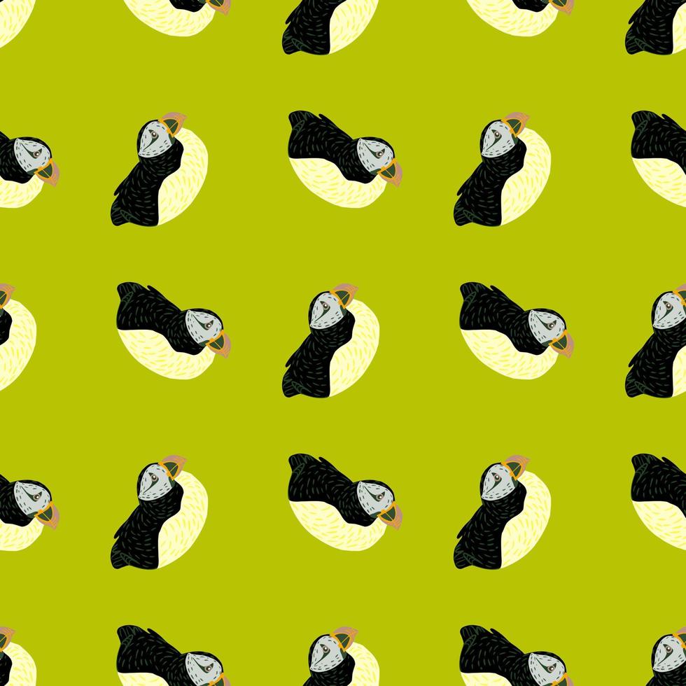 fuggin de color negro adorno divertido patrón sin costuras en estilo dibujado a mano. fondo verde brillante. vector