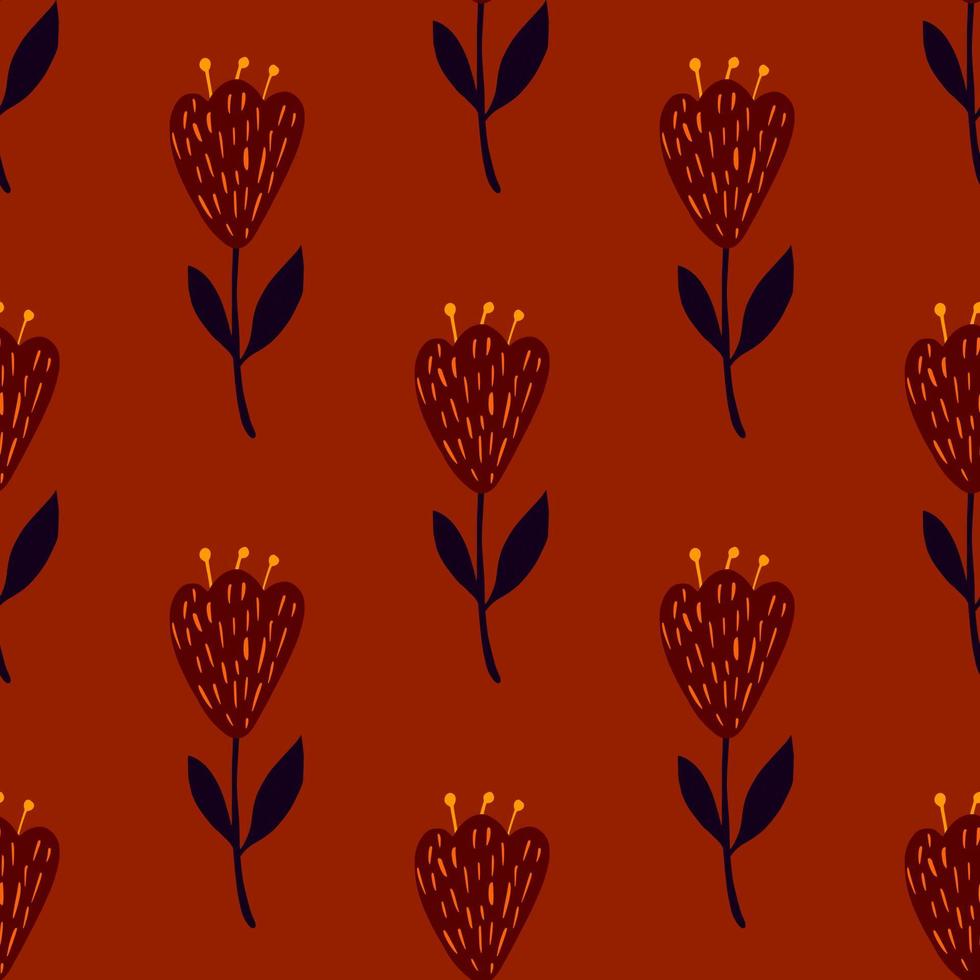 Flower cute seamless pattern. Hand drawn field background. vector