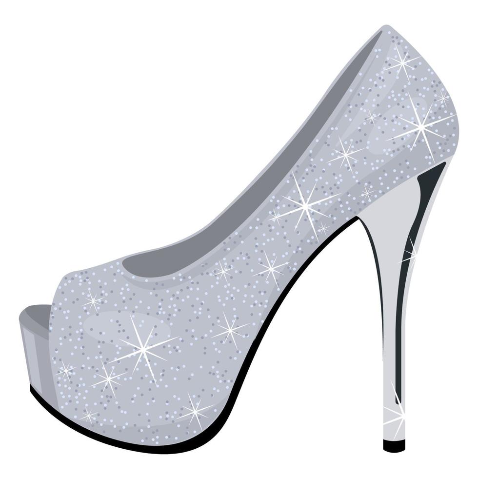 sparkling women shoe high heeled cartoon isolated white background vector