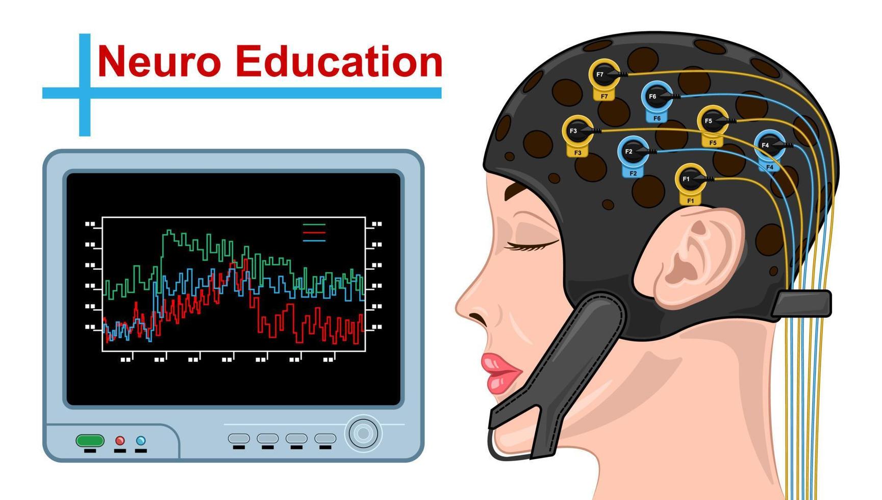 technology neuro education, neurology equipment isolated white background vector