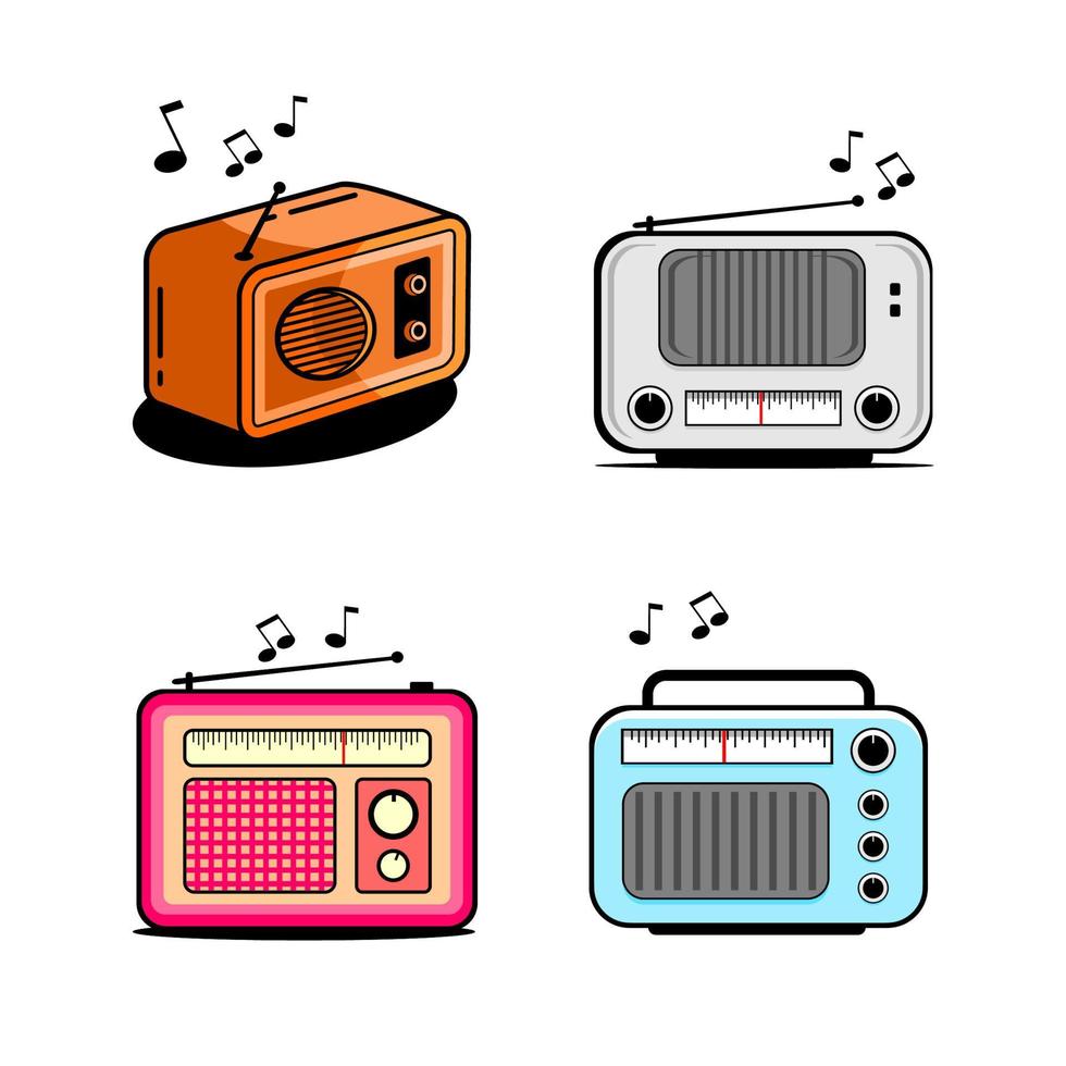 vector illustration of several radio shapes, radio day