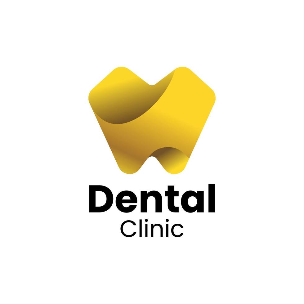 golden gradient color dental clinic symbol vector