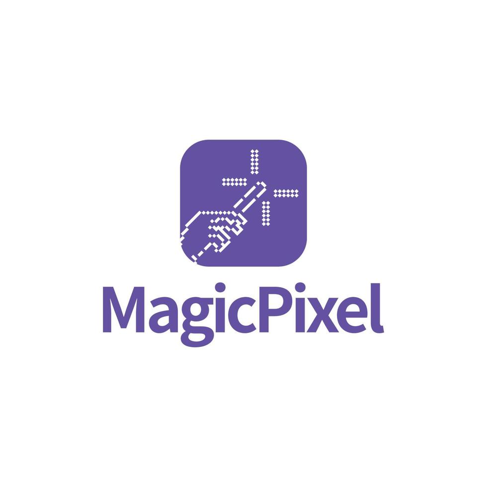 hand icon casting a spell in pixel style vector