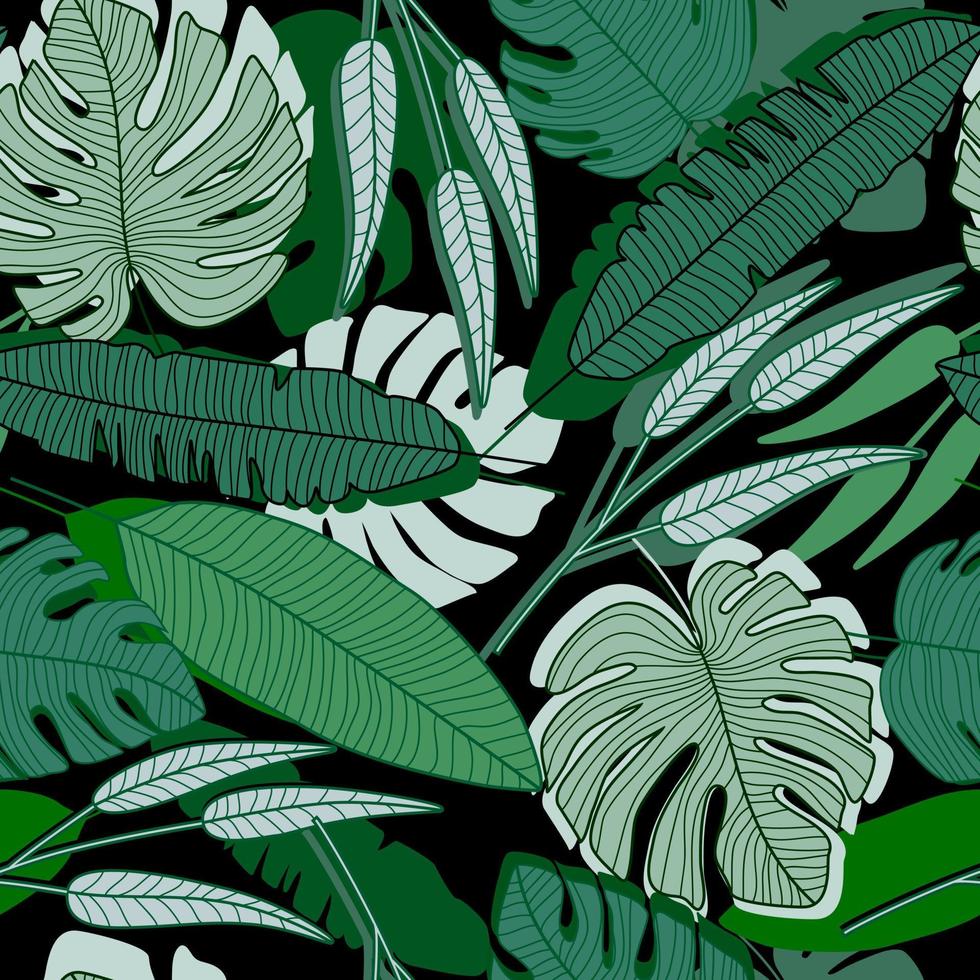 patrón sin costuras de hoja de palma de la selva. papel tapiz de hojas de palma tropicales. vector