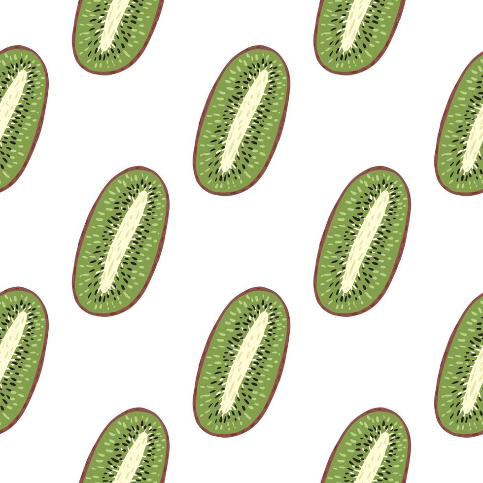 Food fruit seamless pattern with simple green kiwi ornament. Isolated green print. vector