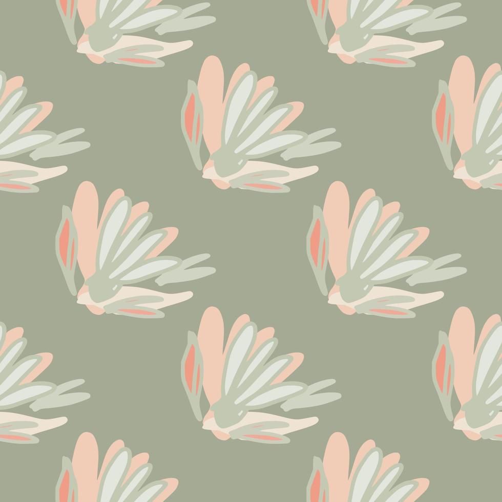 Geometric scribble flower seamless pattern on green background. Hand drawn floral endless wallpaper. vector