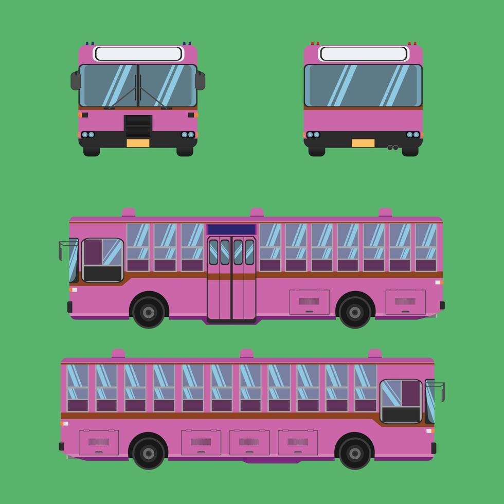 side view of the pink autobus in thailand. vector illustration eps10