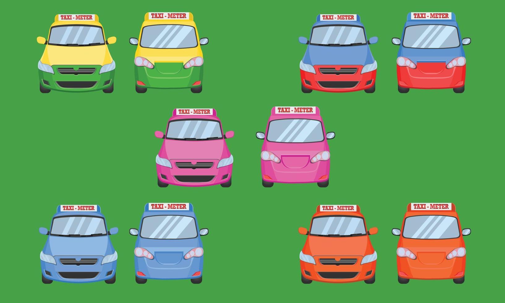 vista frontal y trasera del taxi de tailandia y color diferente. ilustración vectorial eps10 vector