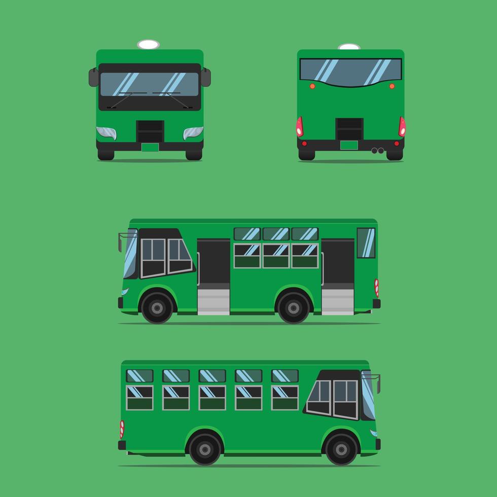 vista lateral del pequeño autobús verde en tailandia. ilustración vectorial eps10 vector