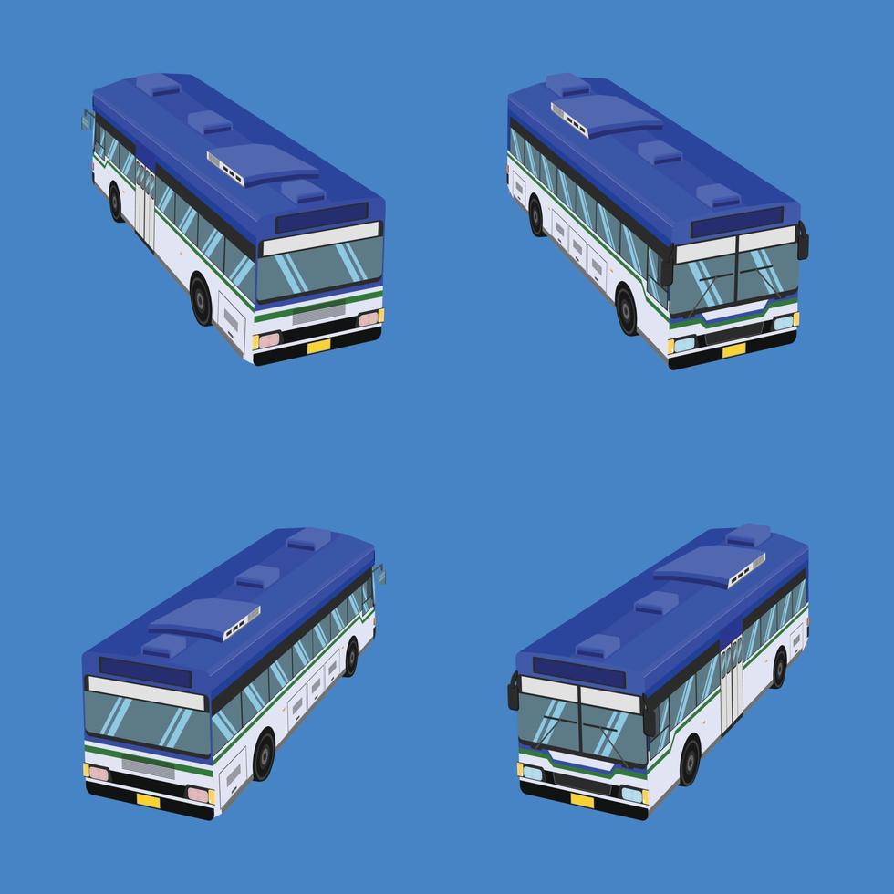 top view of the white blue autobus of thailand. vector illustration eps10
