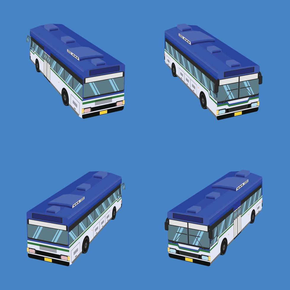 vista superior del autobus azul blanco de tailandia. ilustración vectorial eps10 vector