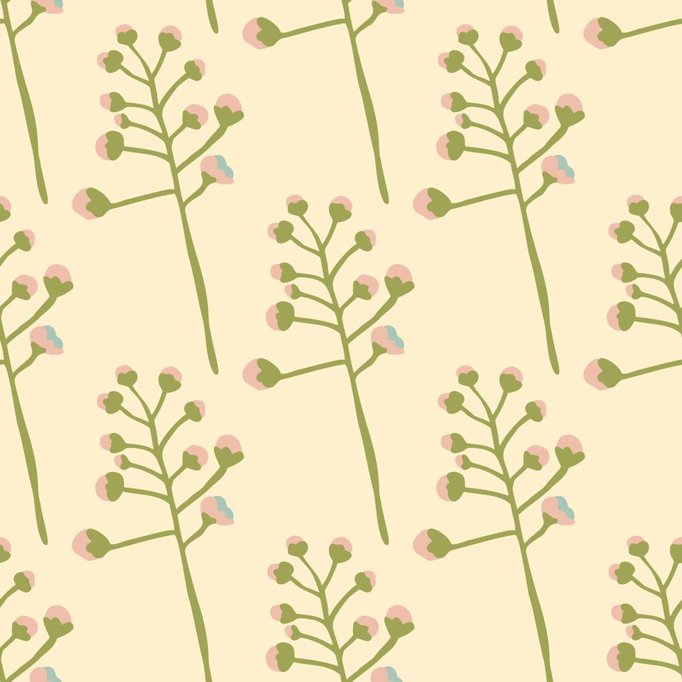 tierna silueta de algodón ornamento de patrones sin fisuras. ramitas verdes. ilustraciones estilizadas creativas. vector